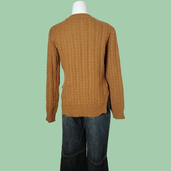 brown crew neck long sleeve knitted top - Picture 4 of 6